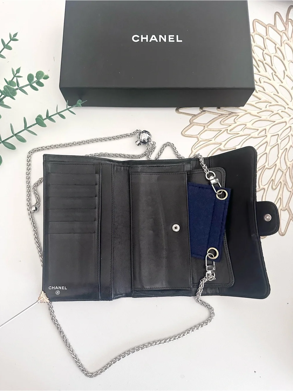 CHANEL Perforated Gusset Flap Wallet